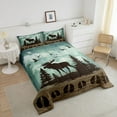 thumbnail image 2 of Moose Bedding Set Rustic Pine Trees Queen Comforter Set ,Woodland Animals Quilt Retro Brown Lodge Cabin Duvet Insert,Wildlife Reindeer Elk Deer Paw Print Farmhouse Decor, 2 of 6
