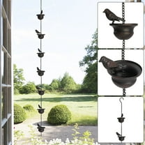 Rain Chains 8.5 Ft, Gutter Downspouts Diverter Outdoor Metal Copper Plaid Rainwater Extensions, 12 Cups