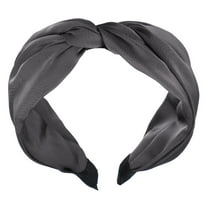 Unique Bargains Satin Twist Headband Hairband for Women Dark Gray 1.97 Inch Wide 1 Pcs