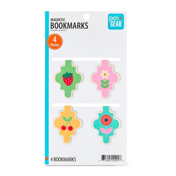 Pen+Gear Small Magnetic Bookmarks for Planners, Multicolor, 4 Count