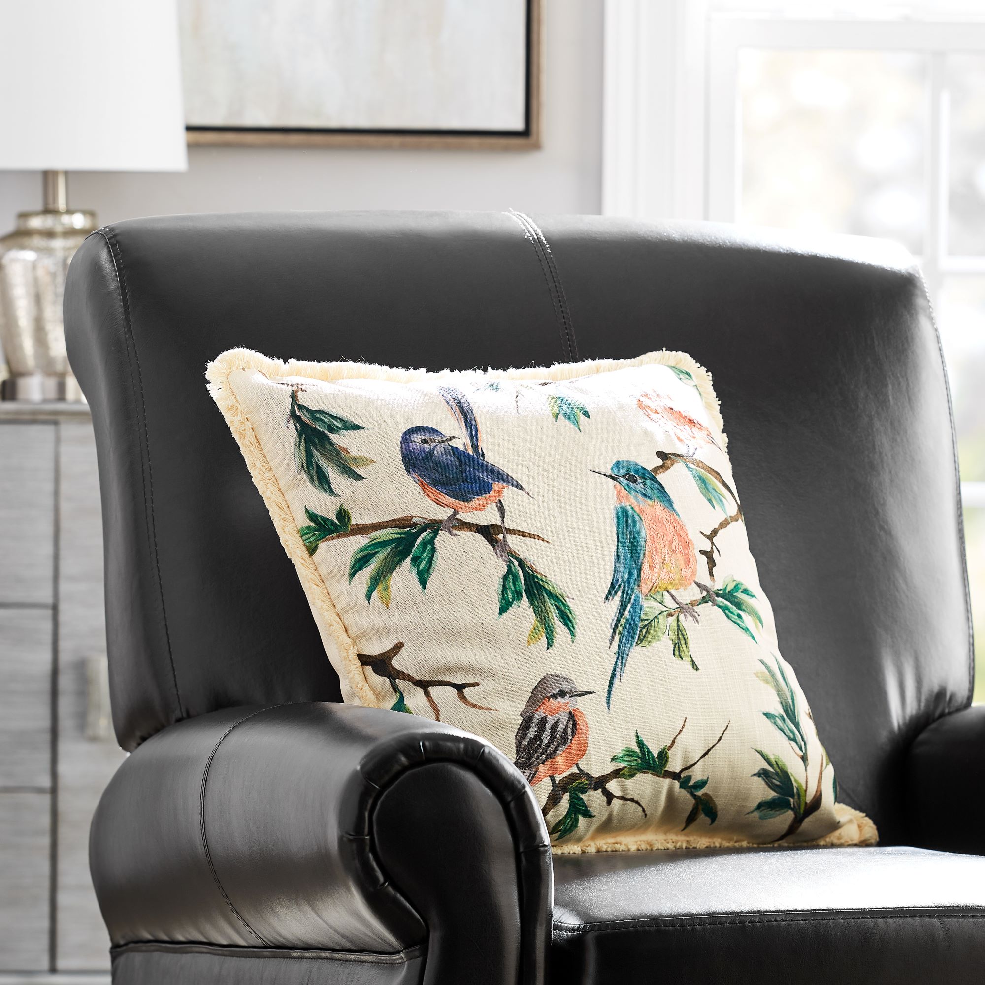 Mainstays Printed Bird Decorative Square Pillow, 18x18, Multi-Color, 1 per Pack - image 2 of 5