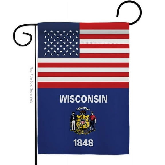 Americana Home & Garden G142812-BO 13 x 18.5 in. USA Wisconsin American State Vertical Garden Flag with Double-Sided House Decoration Banner Yard Gift
