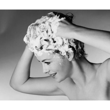 Close-up of a young woman shampooing her hair Canvas Art - (18 x 24)