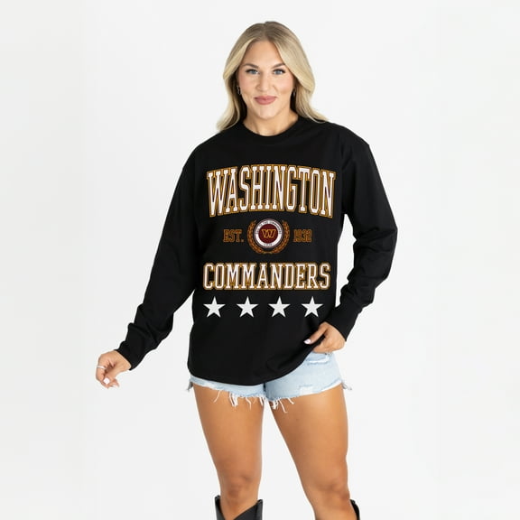 Women's Gameday Couture Black Washington Commanders Oversized Everyday Star Long Sleeve T-Shirt
