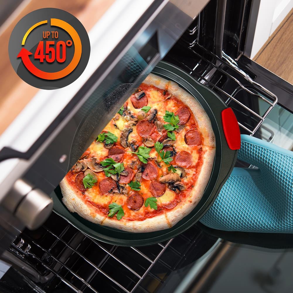 NutriChef 2-Pc. Non-stick Pizza Tray - Round Steel Non-stick Pan