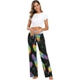 thumbnail image 6 of Women's Rainbow Bird Feather_360117785 Pajama Pants, Casual Pajama Bottoms Lounge Pants Wide Leg, 6 of 7
