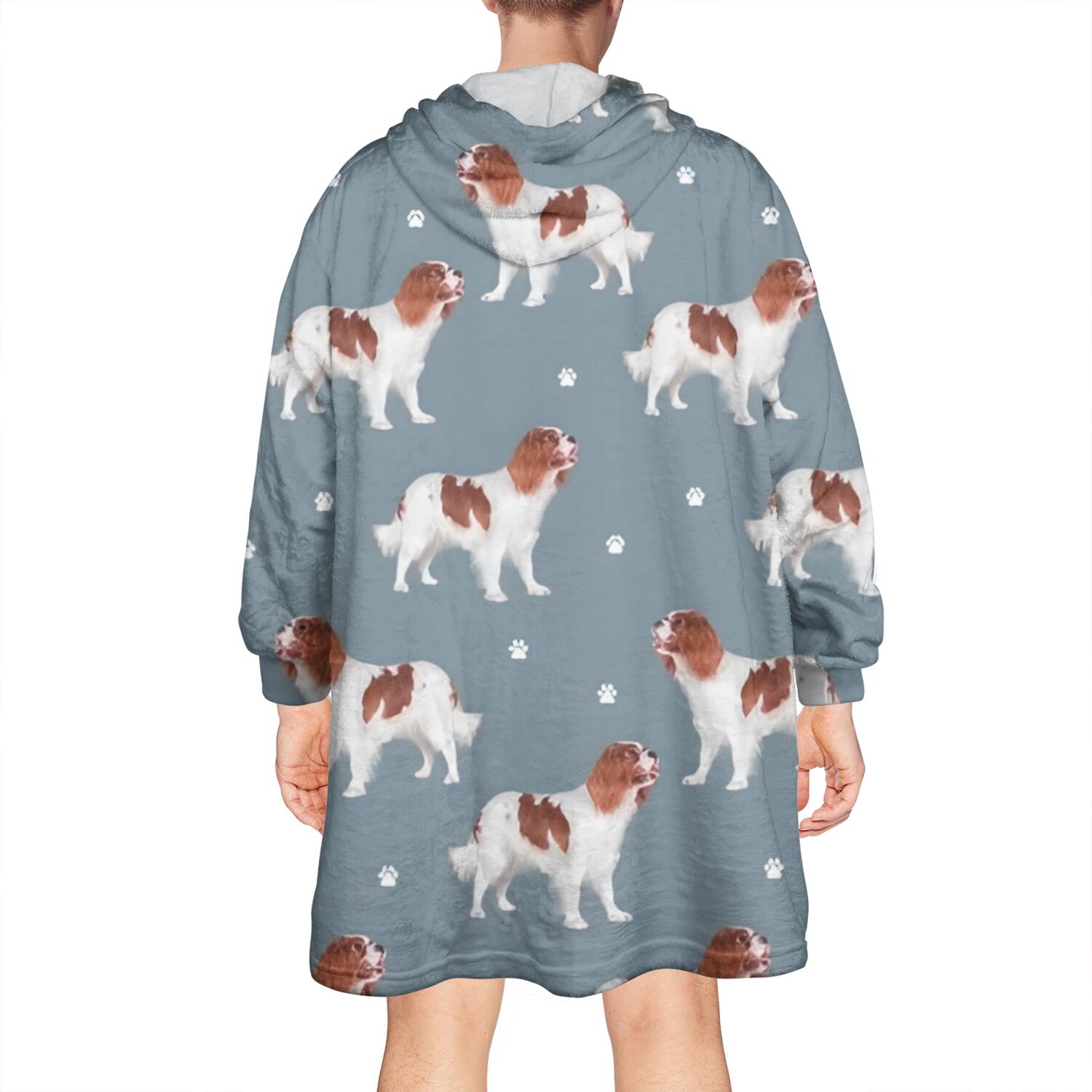 King Charles Cavalier Wearable Oversized Blanket,Wearable Blanket Hoodie for Adults,Cozy Hooded Blankets with Super Pockets,Super Warm Fuzzy Pullover for Women & Men