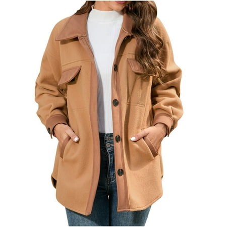 

Women Warm Fleece Thicken Jacket Single Breasted Lapel Notch Button Blazer Trench Coat Winter Windbreaker