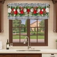 thumbnail image 6 of Christmas Curtain Valances for Windows, Kitchen Valance Window Treatments Panel 2 Pack, Red White Ball Pine Cones Needles Grey Plaid Rod Pocket Short Curtains for Bathroom Bedroom 42 x 12 Inch, 6 of 8