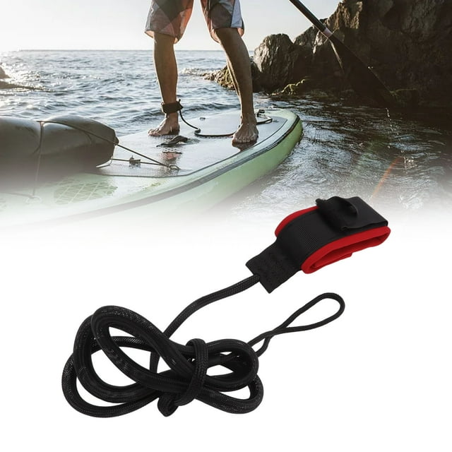 Corde de Pied pour Planche à Pagaie, Corde de Pied de Planche de Surf Élastique Solide et Sécurisée, PVC Portable pour Fixer les Chevilles Noir, Noir et Rouge