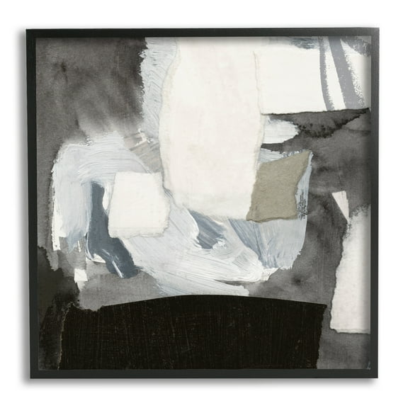 Stupell Industries Blocked Abstract Shapes Geometric Paint Strokes Collage Painting Black Framed Art Print Wall Art, Design by Victoria Barnes