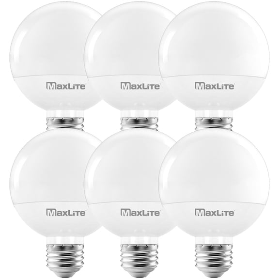 Maxlite G25 LED Globe Light Bulbs, 40W Equiv6alent, 450 Lumens, Makeup Vanity Light Bulb, Dimmable, Energy Star, UL Listed, E26 Medium Base, 2700K Soft White, 6-Pack