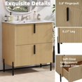 thumbnail image 4 of 30" Bathroom Vanity with Ceramic Sink, Modern Fluted MDF Cabinet, Full-Extension Soft Close Drawers, Minimalist Black Pulls, Natural Finish, American Design, Bathroom Storage, 4 of 8