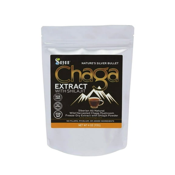 Sayan Siberian Chaga Mushroom Extract Shilajit Powder, Herbal Supplement (Black, 4 oz)