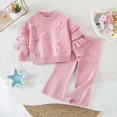 thumbnail image 3 of Huowey Kids Girls Clothes Fall Outfits Long Sleeve Ruffles Sweatshirt And Pants 2 PC Set Elastic Waist Loose Fit Bow Solid Color Winter School Outdoor Casual Daily Wear Cozy Outfit,Pink,3-4 Years, 3 of 3