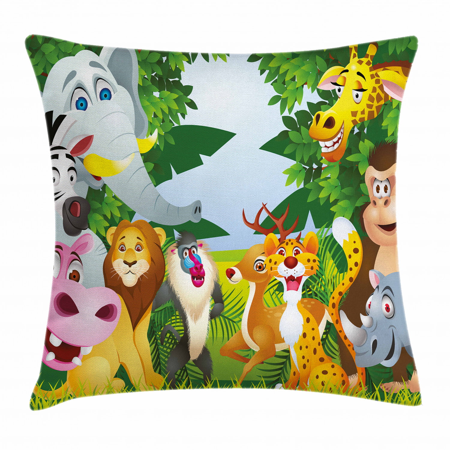 18" Animal Lion Giraffe Tiger Dog  Pillow Case Square Sofa Cushion Cover Decor 