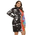 thumbnail image 6 of Women Plus Size Long Sleeve Turtleneck Bodycon Midi Dress Irregular Color Block Tie Dye Patchwork Print Party Clubwear, 6 of 20