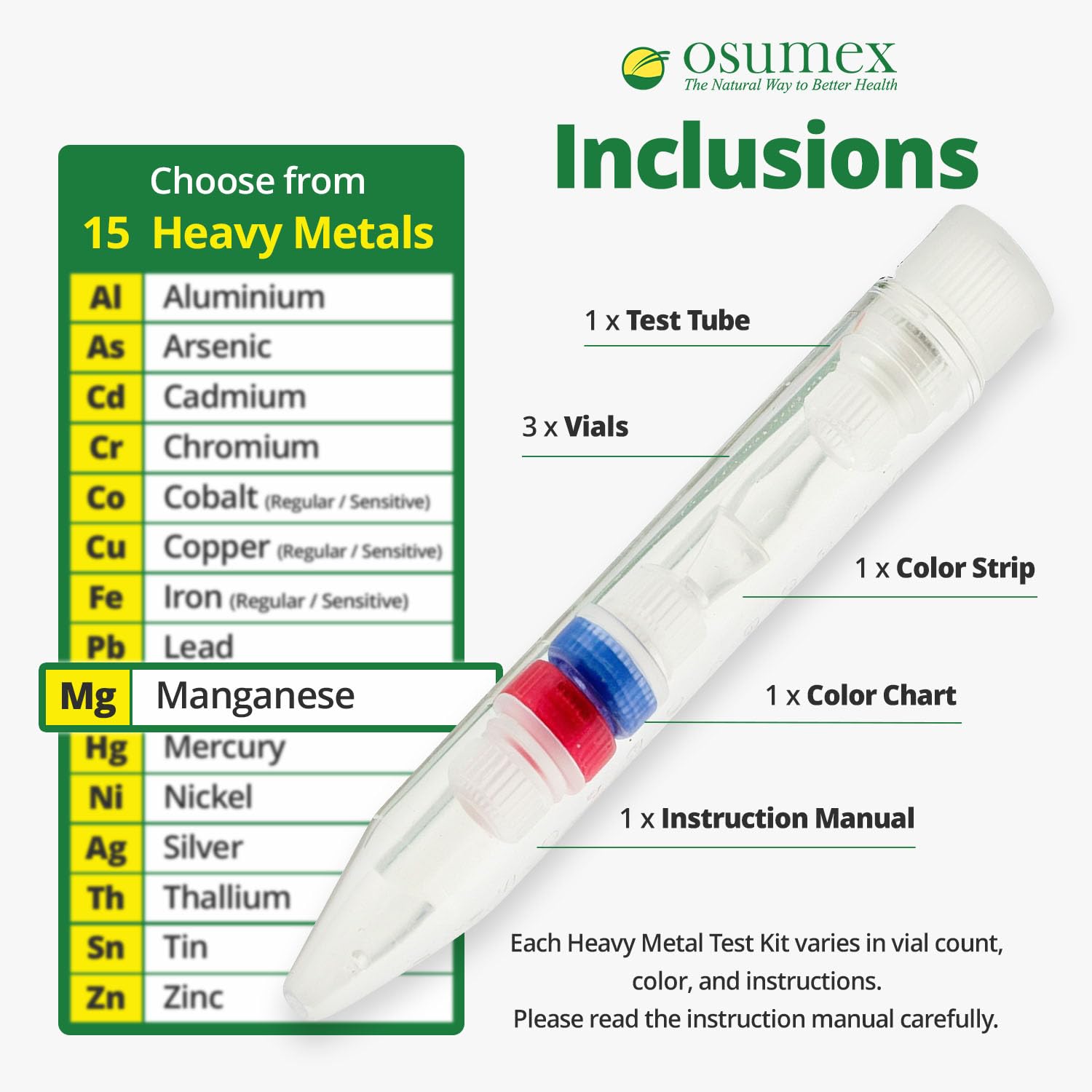 Heavy Metal Test Kit Manganese Test Kit 1 Pack - Water Testing Kits for Drinking Water, Urine Test Kit for Heavy Metal Detection, at Home Water Testing Kit, Heavy Metals Test & Well Water Test Kit