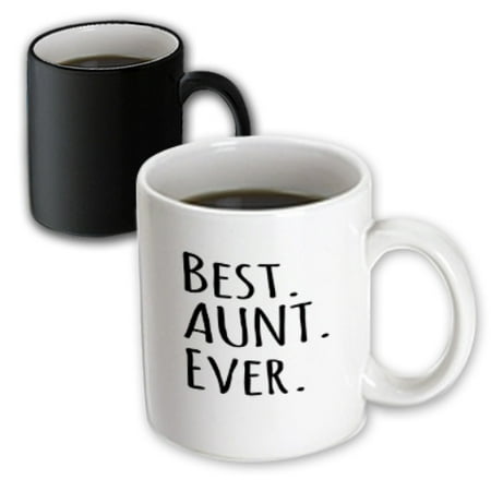 3dRose Best Aunt Ever - Family gifts for relatives and honorary Aunts and Great Aunties - black text, Magic Transforming Mug, (The Best Aunt Ever)