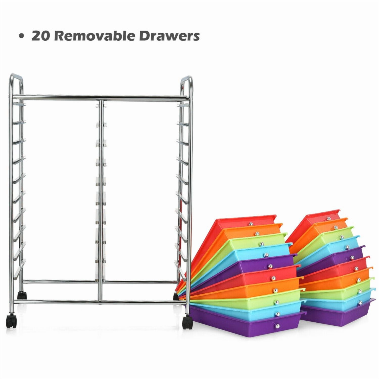 Barara King File Cabinet, Filing Cabinet Organizer,20 Drawers Storage Rolling Cart Studio Organizer-Multicolor