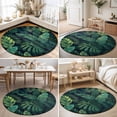 thumbnail image 4 of Round Area Rugs 7Ft, Tropical Plants Non-Slip Washable Circle Rugs Carpet, Summer Watercolor Green Palm Leaves Indoor Outdoor Rug Floor Mats Throw Runner for Bedroom Living Room Bathroom, 4 of 8