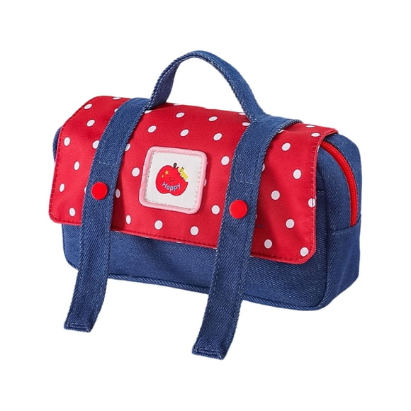 A Cute Apple Denim Pencil Case Large Capacity Handheld Fabric Stationery Bag For School Office Dirt Resistant 8.7X4.5X2.4 Inch A