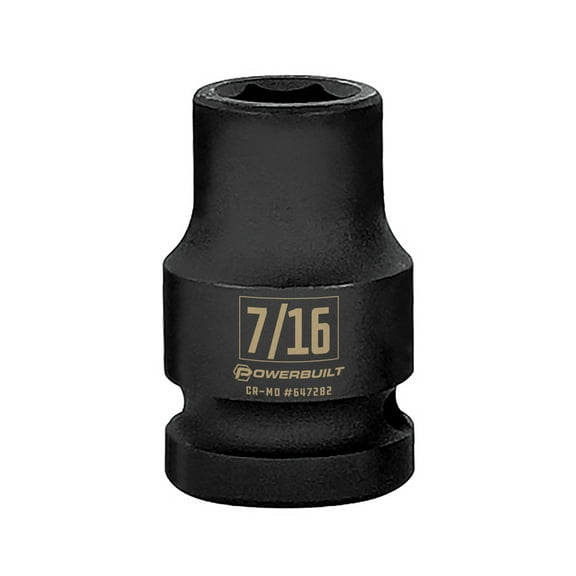 Powerbuilt 1/2 Inch Drive x 7/16 Inch 6 Point Impact Socket - 647282