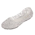 thumbnail image 4 of Glitter Jelly Flats for Women, Stretchy PVC Slip-On Shoes with Pointed Toe, Novelty Shoes for Pool, Beach & Festival Wear Silver 40, 4 of 6