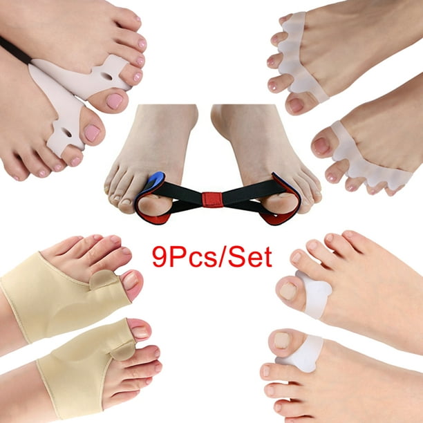 9Pcs/Set Bunion Corrector Big Toe Separators Straightener Hammer Toe  Spacers Hallux Valgus Protector Pain Foot Care Tool for Men & Women 