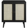 thumbnail image 1 of Boho 2-Door Solid Wood and Rattan Accent Cabinet in Black, 1 of 4
