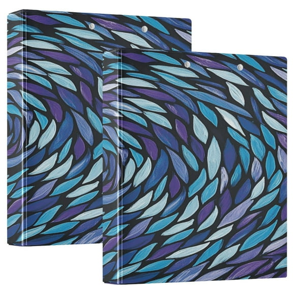 Intricate Spirals 12.4x10.6in PVC Round Ring Binder, D-Ring 3-Hole, Metal Clip, 200 Sheets