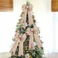 thumbnail image 6 of Large Christmas Tree Topper Bows 15.7x9.8 Inches - Snowflake Patterned Ribbon Bow, Khaki/Champagne Two-Tone Cloth Decor for Tree Top, Doors, Gift Boxes & Holiday Party (1Pc), 6 of 6