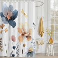 thumbnail image 3 of Shower Curtain Watercolor Flowers Leaf Shower Curtains for Bathroom Decor, Waterproof Polyester Shower Curtain Set with Hooks, Extra Long 72" x 84" Blue Floral Dragonfly, 3 of 9