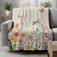 thumbnail image 2 of Wildflowers Blanket Soft Cozy Warm Throw Blanket for Couch, Plush Fuzzy Flannel Fleece Blankets for Sofa, Spring Vintage Tulip Butterfly Floral Leaf Bed Blankets Lightweight Gifts for Women, 40"x60", 2 of 9