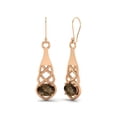 thumbnail image 2 of 7X5MM Oval Smoky Quartz 925 Sterling Silver Rose Vermeil Celtic Dangle Drop Valentines Day Gifts Women Earrings, 2 of 4