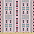 thumbnail image 1 of Folk Fabric by the Yard, Geometric Kente Like Pattern with Stripes and Triangles Graphic, Upholstery Fabric for Dining Chairs Home Decor Accents, Pale Pink Multicolor by Ambesonne, 1 of 5