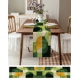 thumbnail image 3 of Green Geometric Table Runner 72 Inches, Middle Century Vintage Art Aesthetic Bed Runner Dresser Scarves Tabletop for Indoor Outdoor Parties/Ceremony/Banquet, 16" x 72", 3 of 8