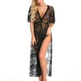 thumbnail image 4 of Camisón Transparente, Encantador, Suave, Con Abertura Alta, Camisón Transparente Con Cuello En V Profundo Para Mujer Para El Día De San Valentín ANGGREK Negro M, 4 of 7