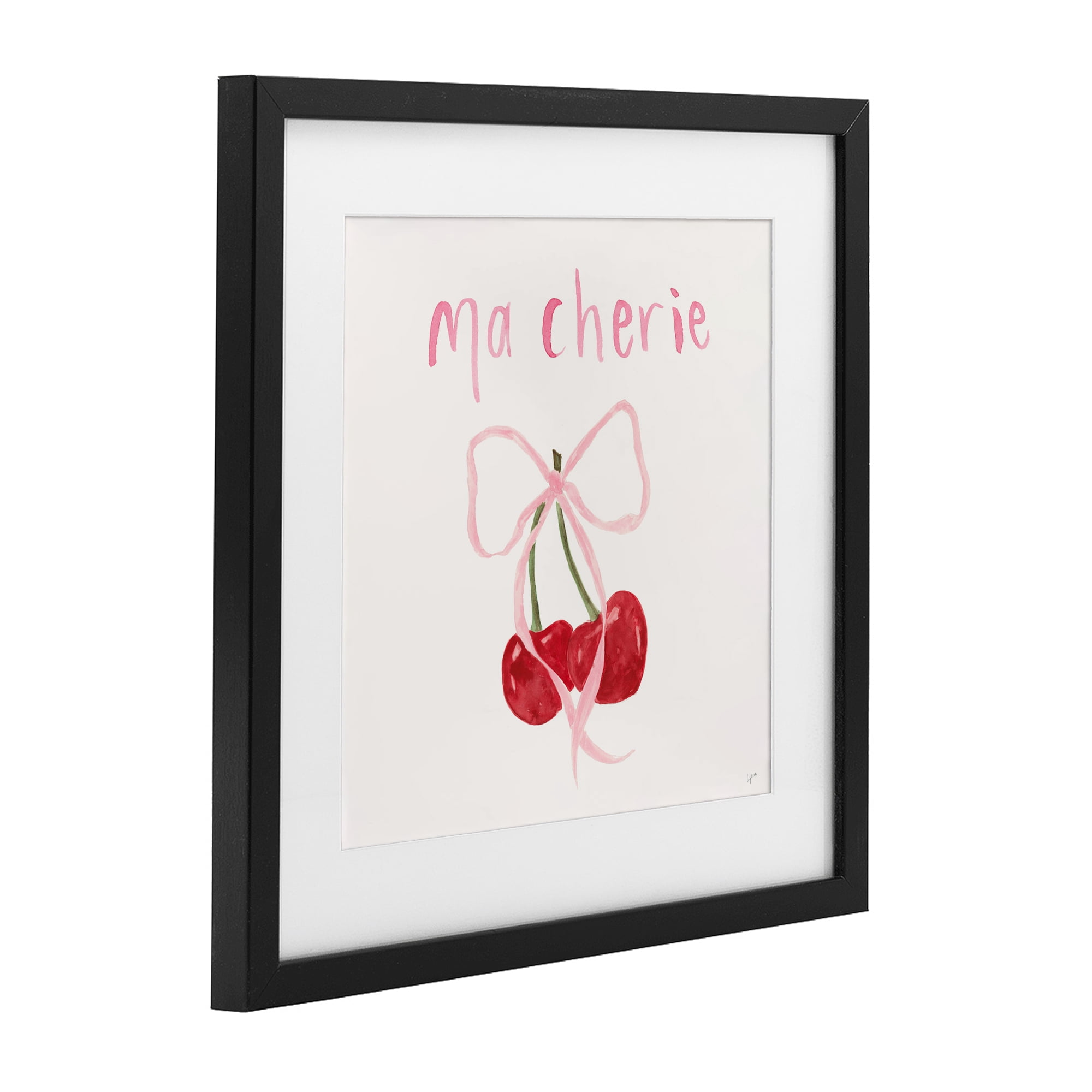 Stupell Industries Ma Cherie Ribboned Cherries Black Framed Print Under Glass, design by Lucille Price