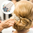 thumbnail image 3 of Unique Bargains Women Rhinestone Inlaid Flower Hair Comb Hair Accessory Hair Side Comb Clips  Rhinestone Head Pieces Sky Blue, 3 of 7