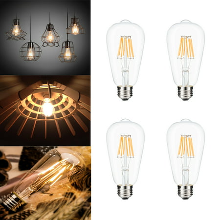 4 Pack 8W Dimmable Edison Led Light Bulbs, Kohree ST64 Vintage Light Bulb LED Lighting Soft White 2700K 80W