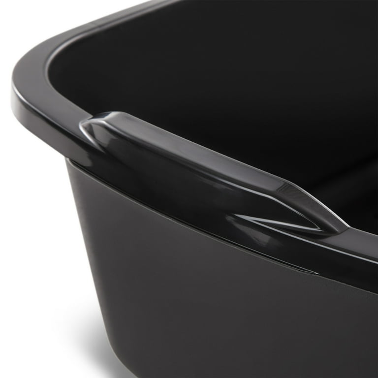Jekiyo 16 Quart Dish Pans – 3-Pack Black Plastic Wash Basins, 16.5” L X 6.7” H, For Sink, Laundry, Camping
