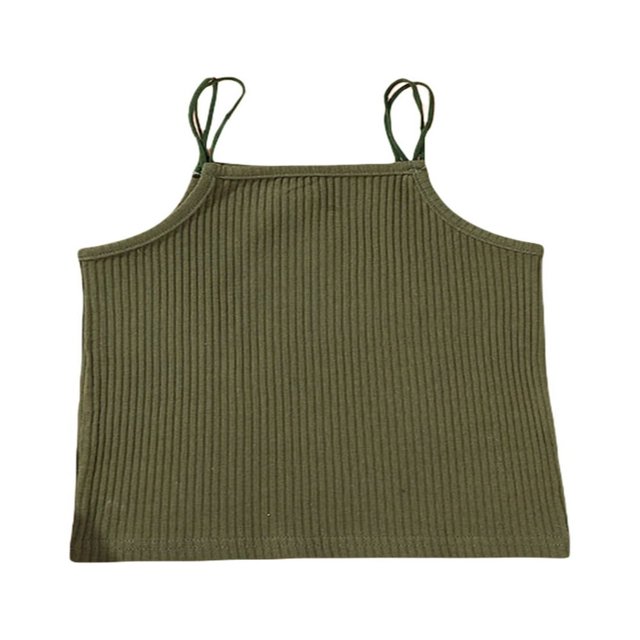 Girl‘s Vest Children‘s Solid Color Ribbed Sling Tops Tight Sleeveless Shirt Camisole for Kids