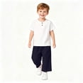 thumbnail image 5 of Rvasteizo Toddler Summer Outfits Solid Short Sleeve Top Wide Leg Pants 0-8 Years Unisex Kids Sport Set, 5 of 5
