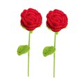 thumbnail image 1 of 2 uds flores artificiales tejidas a mano de ganchillo falso con tallo para decoración del hogar, boda, fiesta, oficina, 1 of 6