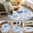 thumbnail image 6 of Navy Blue Coral Round Rugs 4ft, Summer Beach Coastal Ocean Nautical Non Slip Washable Rug Runner, Low Pile Indoor Floor Carpet Mat Bathroom Rugs for Living Room, Bedroom, Kids Room, 6 of 9