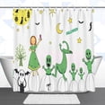 thumbnail image 1 of Whimsical Halloween Shower Curtain with Cartoon Characters & Pumpkins - Fun & Playful Design, 1 of 4