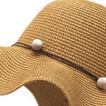 thumbnail image 3 of Sombrero de paja para mujer, gorra de sol de playa de ala ancha, plegable, grande, flexible, papel Natural trenzado, 3 of 6