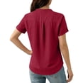 thumbnail image 3 of Uootdi Womens Tops Short Sleeve V Neck Button Placket Chest Pocket Loose Fit Office Commute Casual Work Shirts Gift, 3 of 9