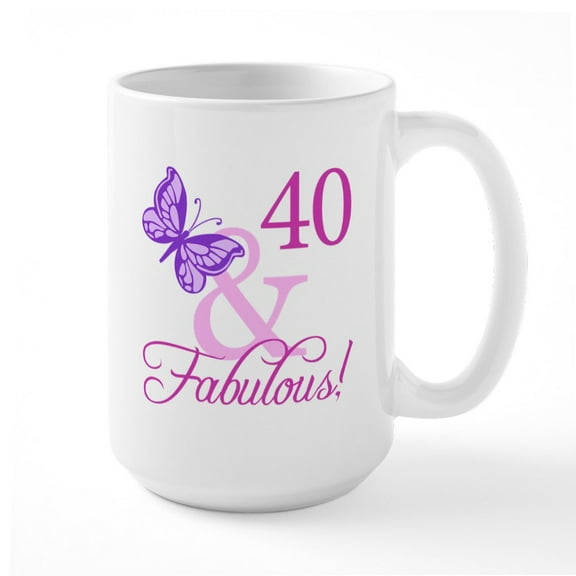 CafePress - Fabulous 40Th Birthday Large Mug - 15 oz Ceramic Large White Novelty Mug